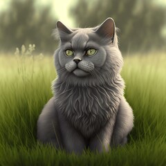 Grey Cat Created with Generative AI