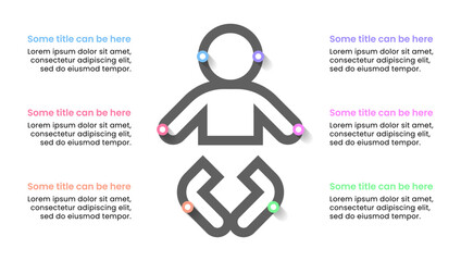 Infographic template. Baby with 6 text steps. Vector