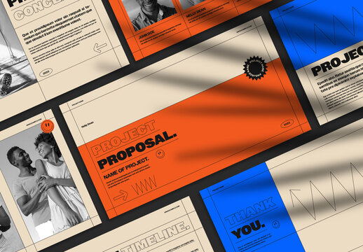 Bold Blue and Orange Pitch Deck Template