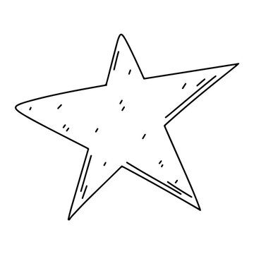 Single star in hand drawn doodle style. Vector illustration isolated on white background.