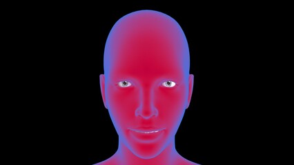 Female anatomy Human Face 3D Rendering