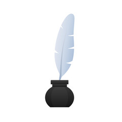 Quill and Ink Icon. Duck feather pen. Vector stock illustration.