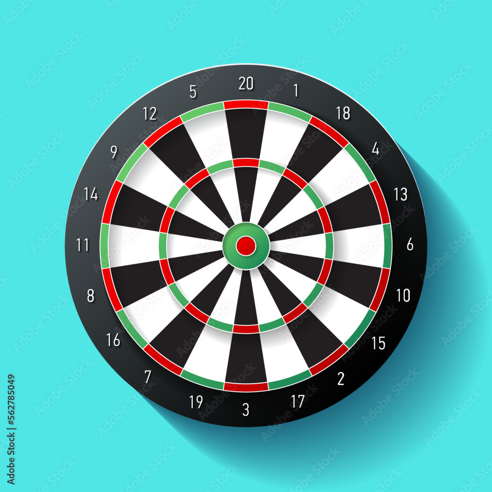 Poster volume target icon in flat style on color background. darts game. vector design element for you busi
