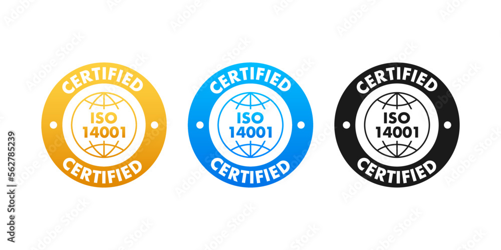 Canvas Prints ISO 14001 Certified badge, icon. Certification stamp. Flat design vector illustration.