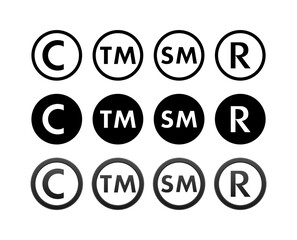 Copyright, trademark. Intellectual property sign, label. Vector stock illustration.