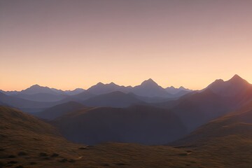 Naklejka na ściany i meble A sunset over a mountain range. Generative AI