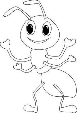 Ant White and Black Illustration for kids Coloring Book