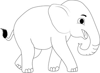 Elephant White and Black Illustration for kids Coloring Book
