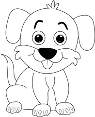 Dog White and Black Illustration for kids Coloring Book