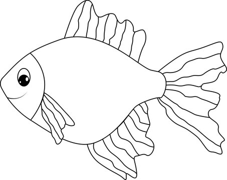 Fish White and Black Illustration for kids Coloring Book