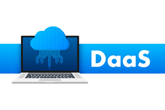 DaaS - Desktop as a Service. Cloud based software. Vector stock illustration.
