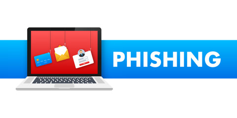 Internet phishing, hacked login and password. Vector illustration