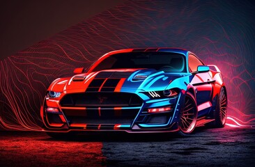 Naklejka premium car, golden car, neon car, white car, black car, sports car wallpaper concept, new car launch, car, dark, sport, ai generated
