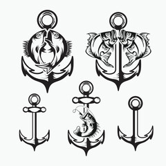 fishing anchor vector art illustration graphic.