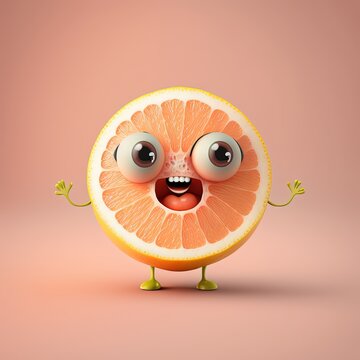 Cute Cartoon Grapefruit Character