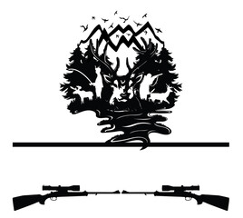 Deer Hunting name frame sign SVG png, hunter svg, hunting svg, deer svg, deer hunting svg, Pine Tree Forest svg, Hunting Monogram Frame Monogram Buck Bass SVG Laser Cut Files - Buck Sign Laser Fil
