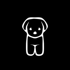  Puppy icon isolated on black background.