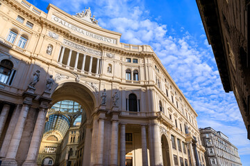 Fototapeta premium Urban view of Naples: Main Entrance to the Galleria Umberto I in Naples, Southern Italy.
