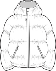 UNISEX LIGHT WEIGHT PUFFER JACKET WINTER WEAR FASHION FLAT DESIGN VECTOR © M A A Designs