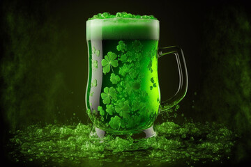 green beer for saint patrick's day made by generative ai - obrazy, fototapety, plakaty