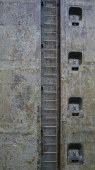 Ladder and hook for tide up the boats inside water chamber gate