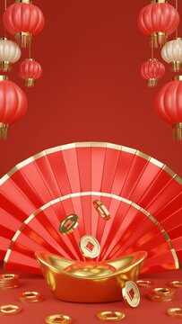 3d Render Happy Chinese New Year 2023 Year Realistic 3d Design Elements. Holiday Banners, Web Poster,verticle Banner, Flyers And Brochures, Greeting Cards,