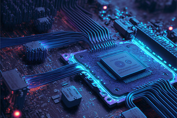 Abstract Electronic Circuit Board Background, Generative ai