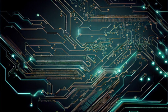 Abstract Electronic Circuit Board Background, Generative ai