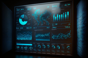 Data analytics report and key performance indicators on information dashboard for Business strategy and business intelligence, Generated ai