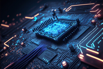 Abstract Electronic Circuit Board Background, Generative ai