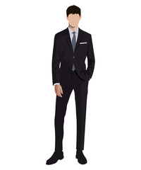 A man in a business suit on a white background. Vector illustration in flat style