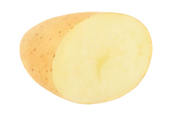 Half of raw unpeeled washed potato cut out