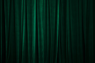 green curtain in theatre. Textured