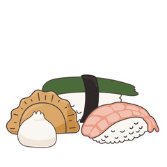 Asian Food Symbol Element Funny Cartoon Icon Asian Sushi Roll Symbol Decoration Element Doodle Cute Bright Happy Icon Silhouette Talisman Icon