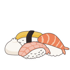 Asian Food Symbol Element Funny Cartoon Icon Asian Sushi Roll Symbol Decoration Element Doodle Cute Bright Happy Icon Silhouette Talisman Icon