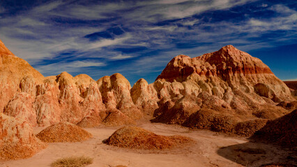 Fototapeta na wymiar Chalk mountains. Mountains of clay and sand.