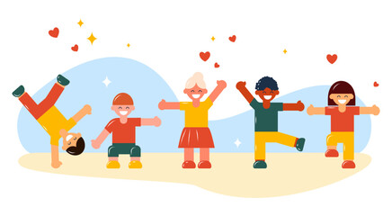 Fototapeta premium International Day of Happiness. Happy children. International friendship day