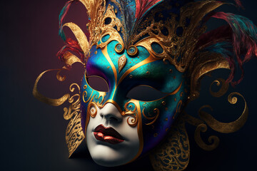 Realistic Venetian carnival mask, generative AI - obrazy, fototapety, plakaty