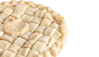 Handmade Apple Pie with a Lattice Crust  Isolated on a White Background