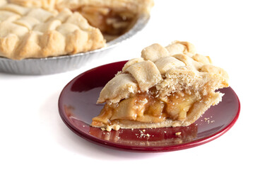 Handmade Apple Pie with a Lattice Crust  Isolated on a White Background