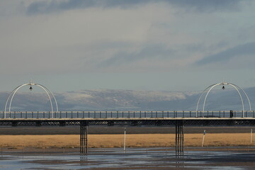 Southport pier with hills in the background