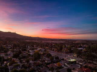 Fototapeta na wymiar Aerial View of City of Cupertino, CA