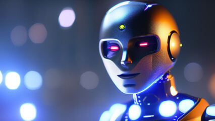 modern humanoid robot, artificial intelligence, machine, Generative AI