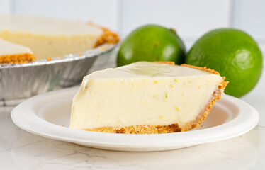 Key Lime Pie in a Graham Cracker Crust on a Kitchen Counter