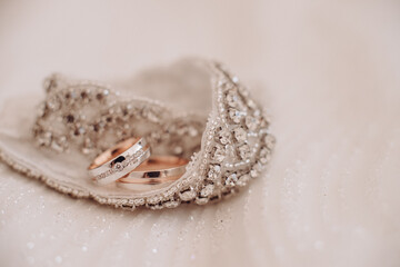 wedding rings on a jewelry background