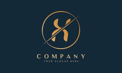 Sliced Letter X Logo With Circle Shape. Letter X Luxury Logo Template In Gold Color. Beautiful Logotype Design For Luxury Company Branding.