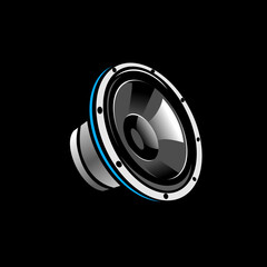 Subwoofer for home and car audio systems. Vector illustration. - obrazy, fototapety, plakaty