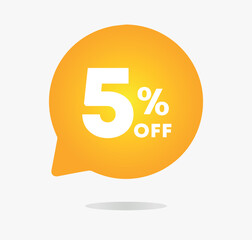 5% off. Price vector illustration. Discount icon. Promotion, special offer, sales tag