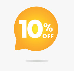 10% off. Price vector illustration. Discount icon. Promotion, special offer, sales tag