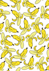 Abstract background with fruit print. Bright colored banana Vector Illustration. Wallpaper template in pastel colores